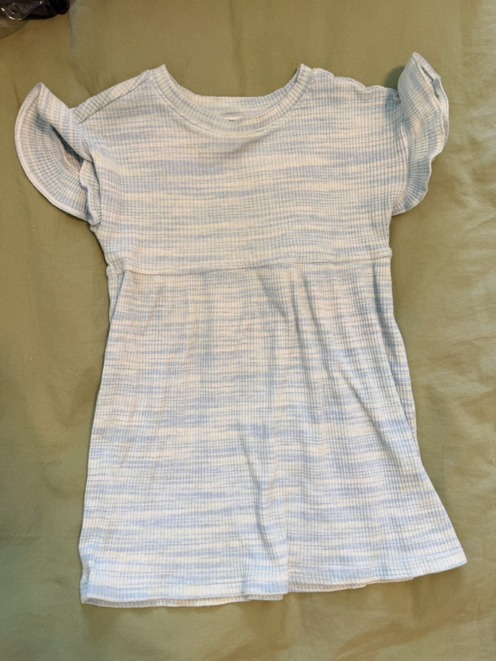 Old Navy Pale Blue & White Striped Girls' Flutter Sleeve Dress